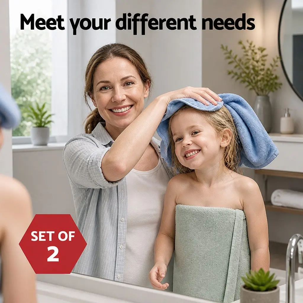 Bath Sheets Set Blue Extra Large Cotton 180cm x 90cm Quick Drying Absorbent 2 Piece