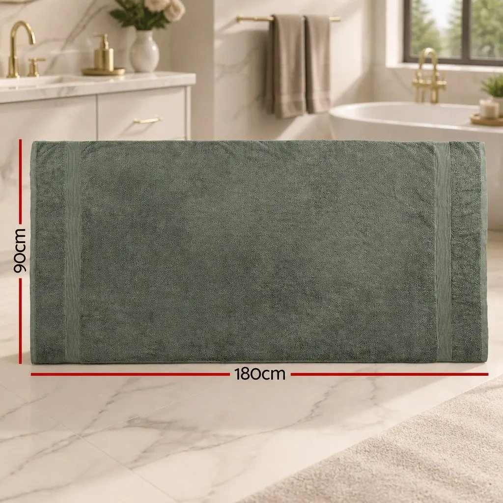 Bath Sheets Set Green Extra Large 180cm x 90cm Cotton 550gsm Highly Absorbent Quick-Drying
