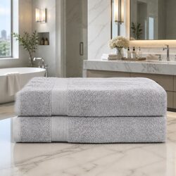 2 Pack Bath Sheets Extra Large Cotton Towels Grey 180cm x 90cm Set