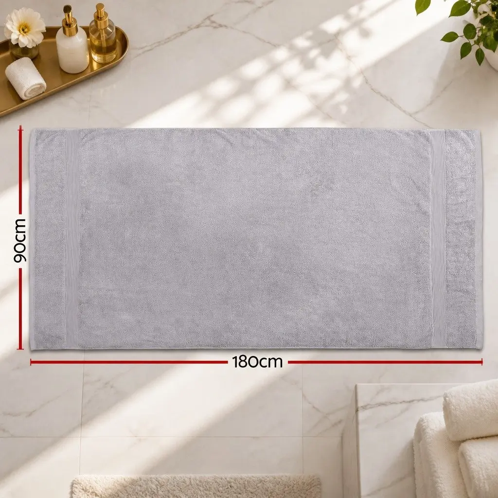 Bath Sheets Grey Extra Large 180cm x 90cm Cotton 2 Piece Set