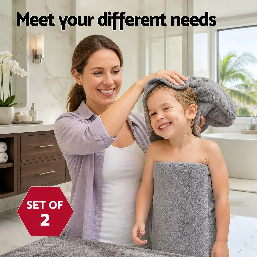 Bath Sheets Grey Extra Large 180cm x 90cm Cotton 2 Piece Set