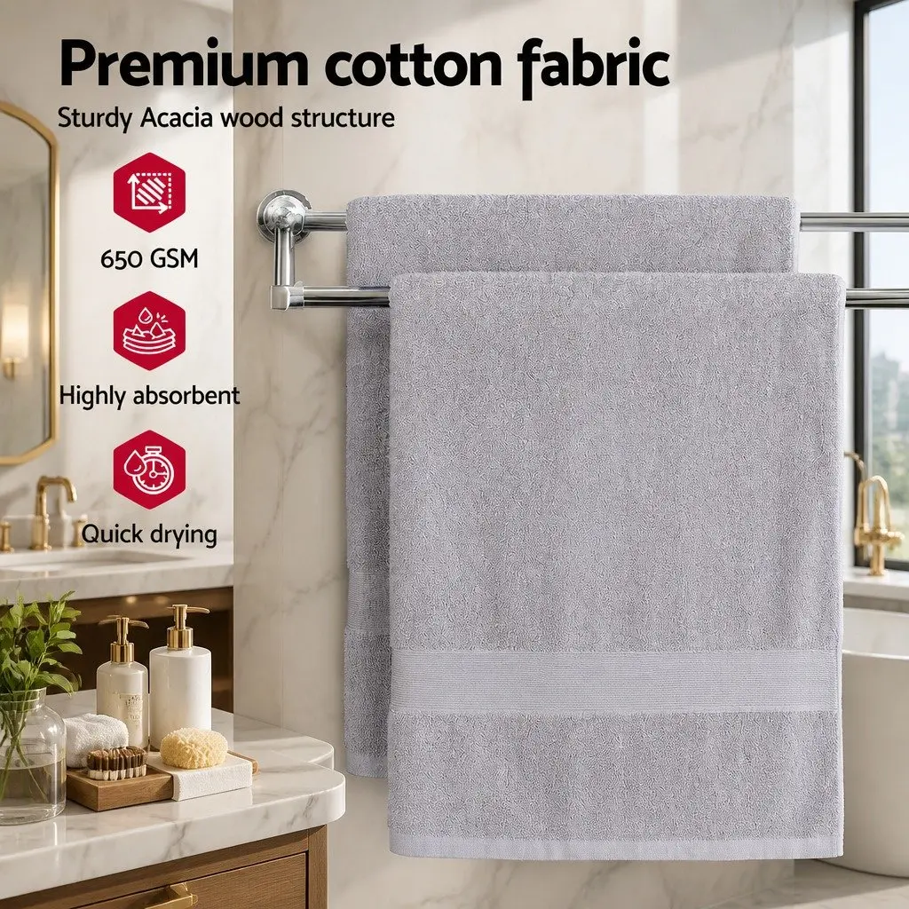 Bath Sheets Grey Extra Large 180cm x 90cm Cotton 2 Piece Set