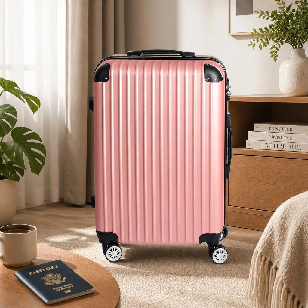24 Inch Luggage Suitcase Rose Gold Hard Shell Trolley Travel Spinner Wheels