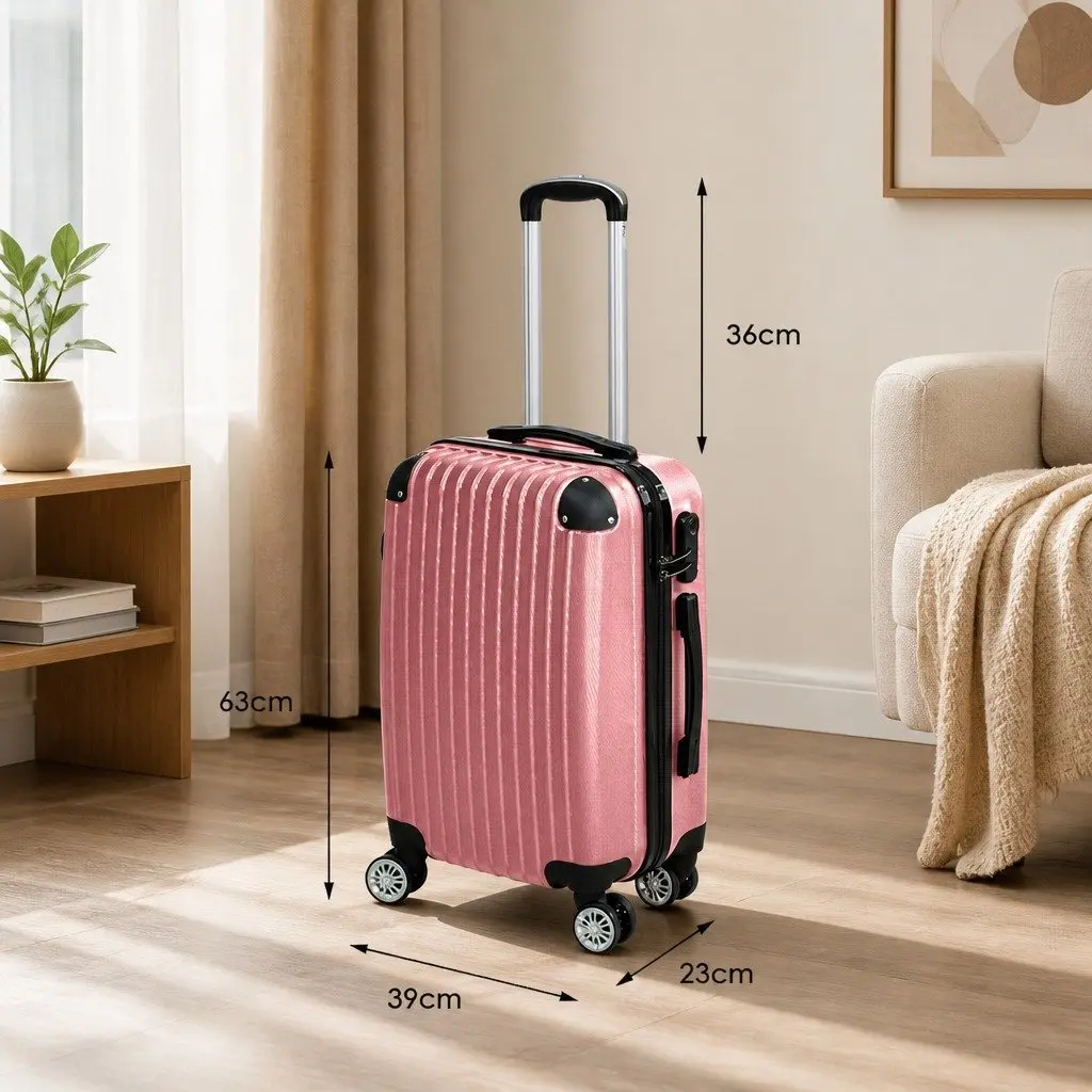 24 Inch Luggage Suitcase Rose Gold Hard Shell Trolley Travel Spinner Wheels