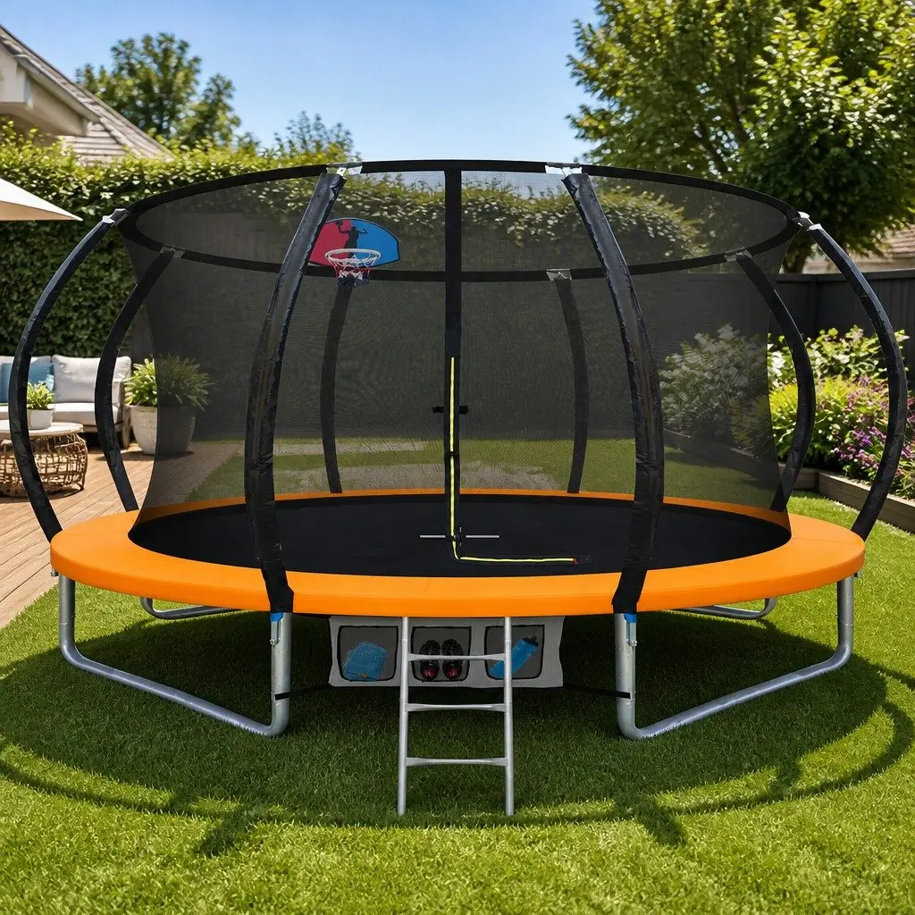 12FT Trampoline for Kids with Basketball Hoop