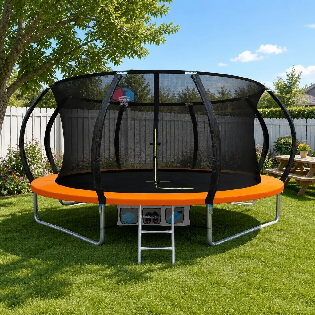 14ft Trampoline with Basketball Set