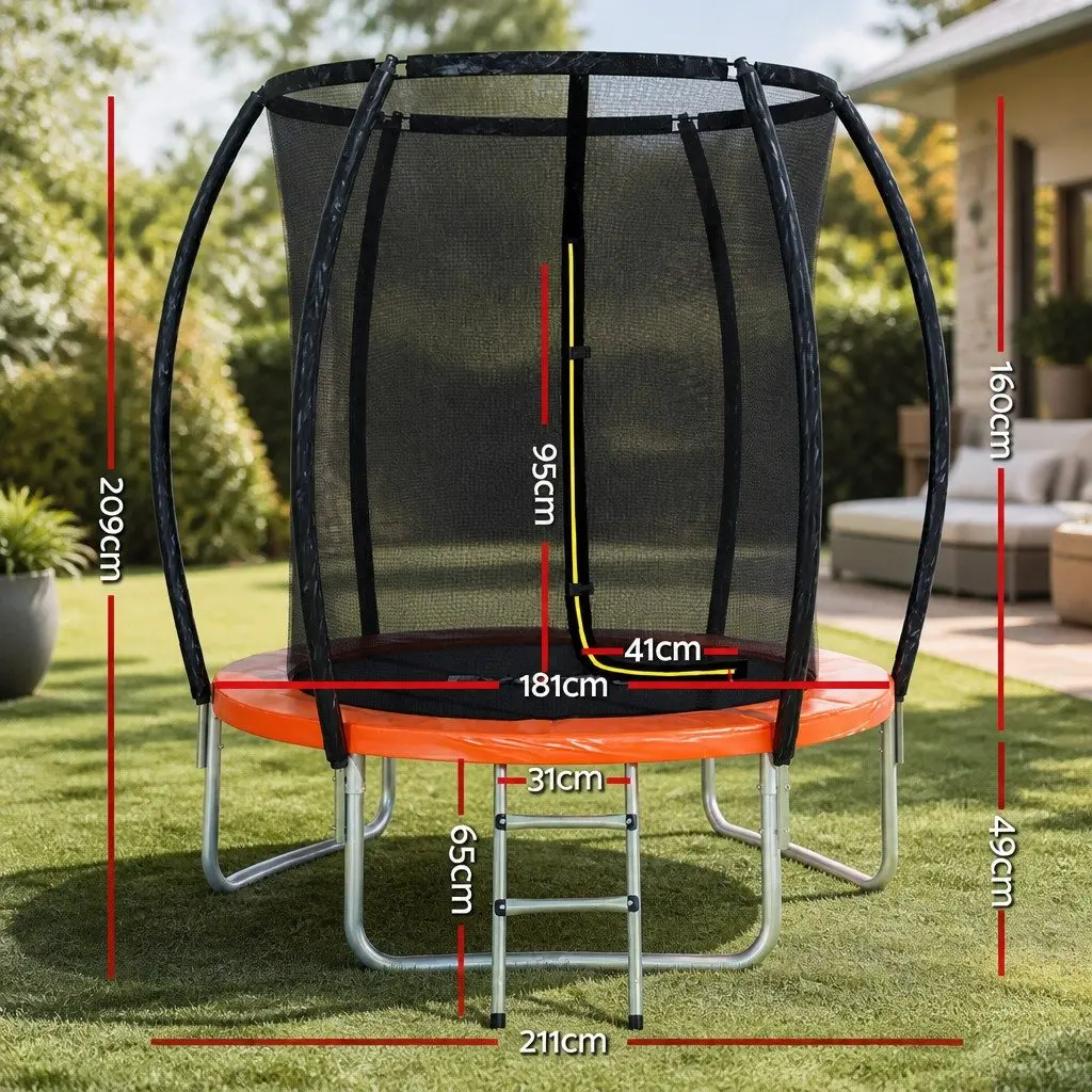 6FT Trampoline Orange Safety Enclosure Net Ladder Rebounder Jumping