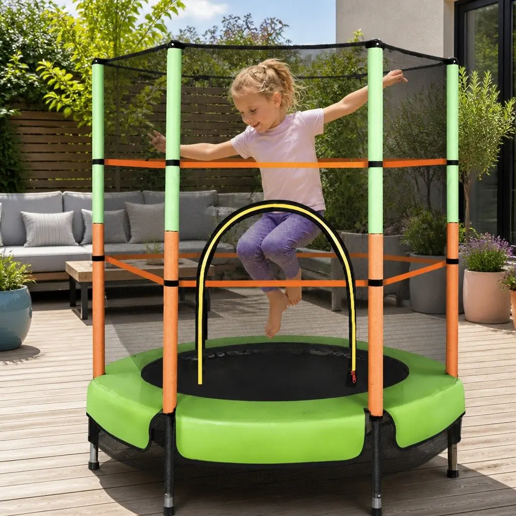 Kids Trampoline 4.5FT Mini Rebounder with Safety Net Enclosure Jumping Mat