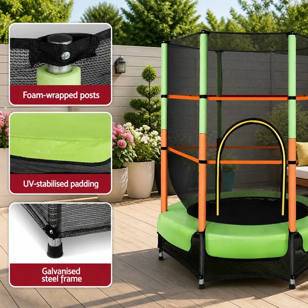 Kids Trampoline Black 4.5FT Mini Rebounder with Safety Net Enclosure