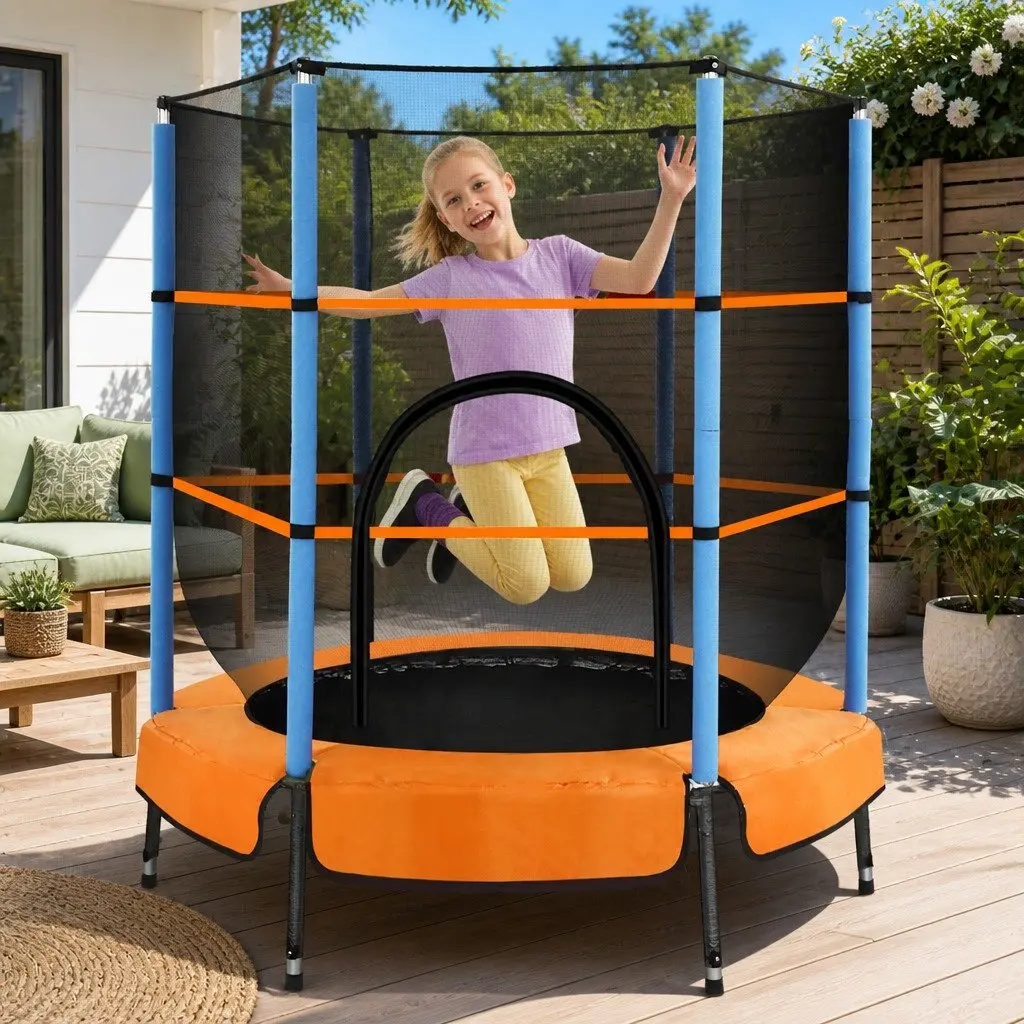 Kids Trampoline Red 4.5FT with Safety Net Enclosure for Children Aged 3 to 8 Years