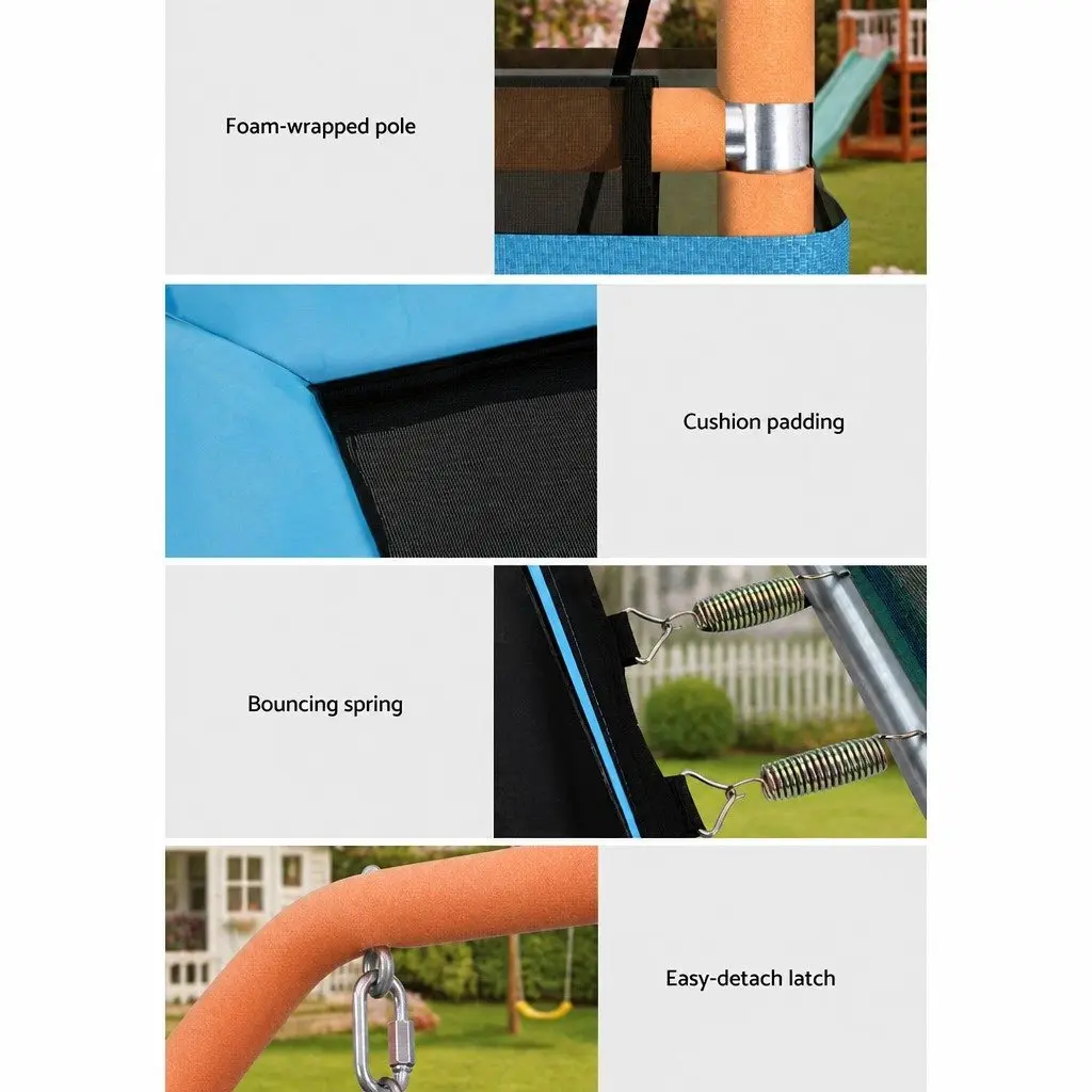 6FT Rectangle Trampoline Orange with Swing Enclosure Safety Net and Anti-Graze UV-Resistant Jumping Mat