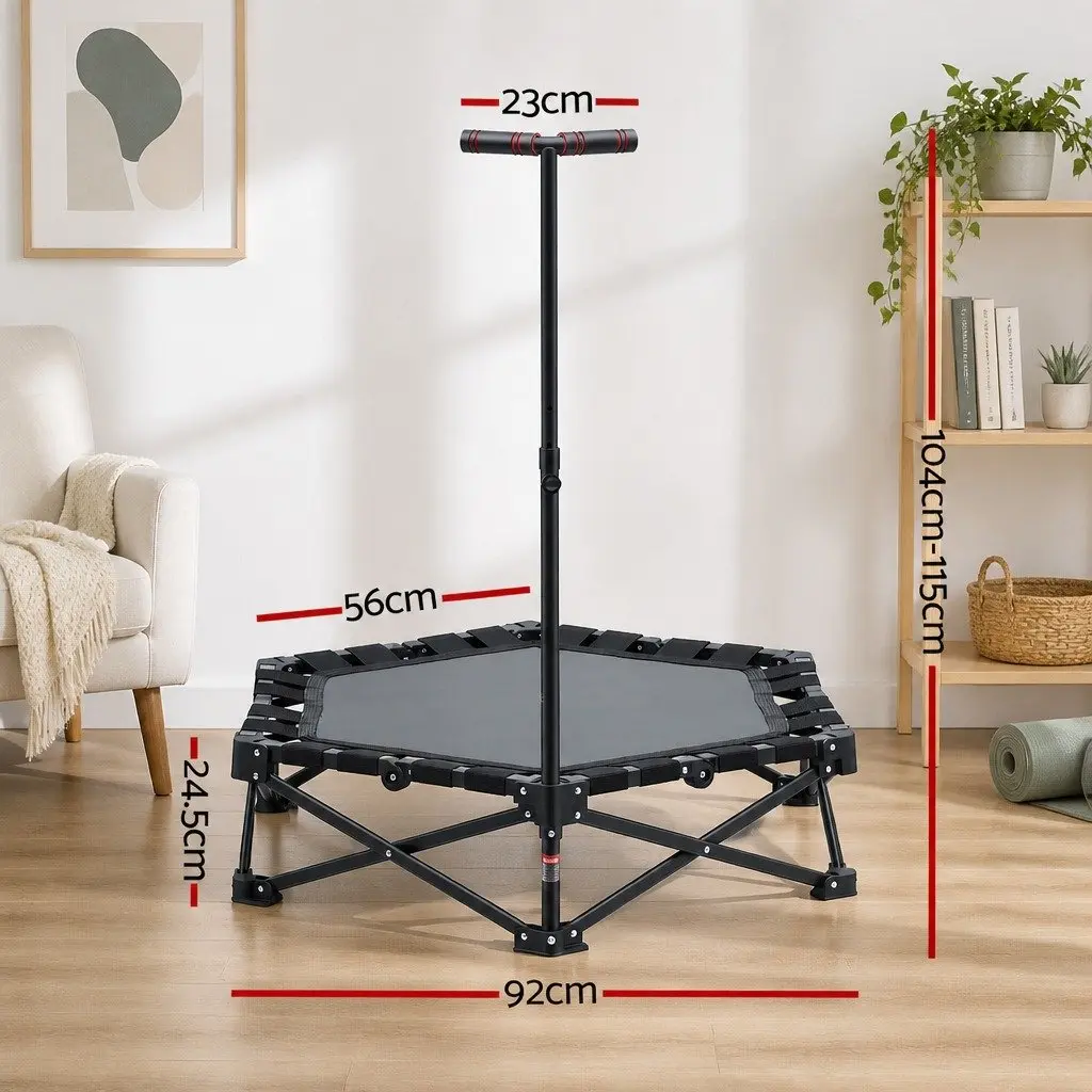Foldable Fitness Trampoline 42 Inch Rebounder Adjustable Handrail Indoor