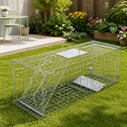 Large Humane Animal Trap Cage Possum Pest Control Collapsible 150x50cm Silver