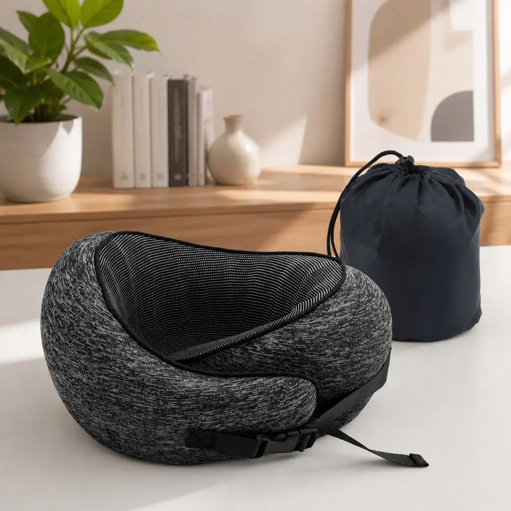 Travel Neck Pillow Memory Foam Ergonomic Support for Airplane Car Train Office