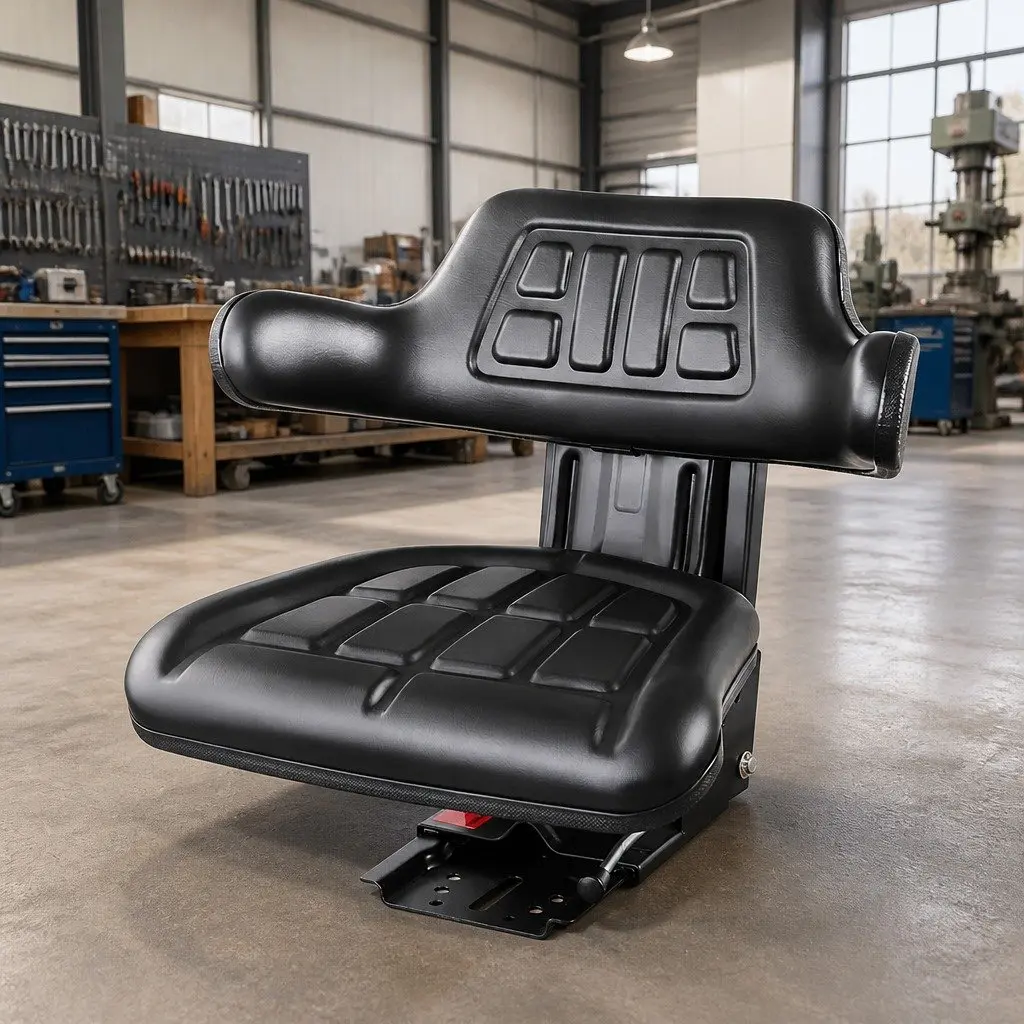 Universal Tractor Seat Black Adjustable Suspension Heavy Machinery Chair
