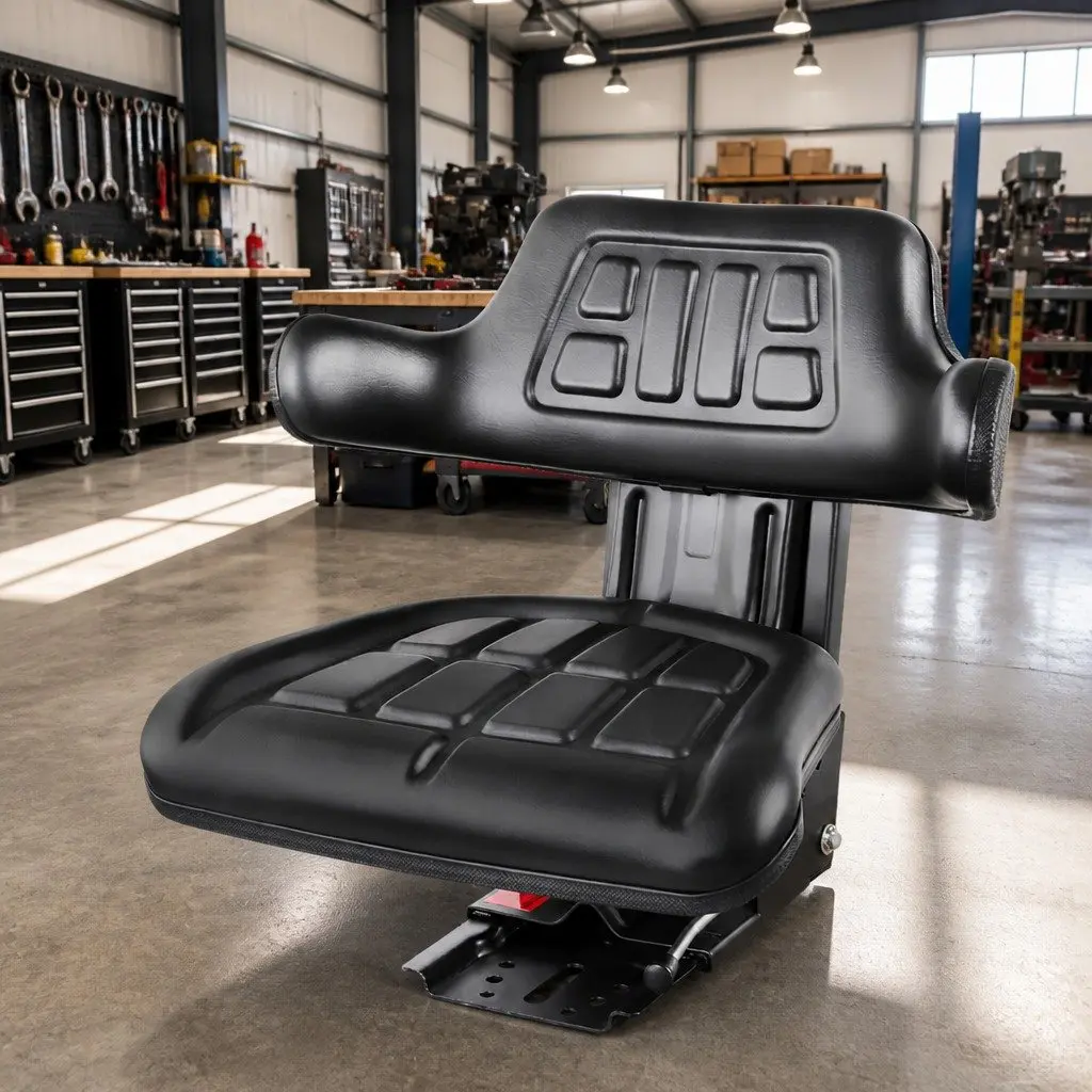 Universal Tractor Seat Black Adjustable Suspension Heavy Machinery Chair