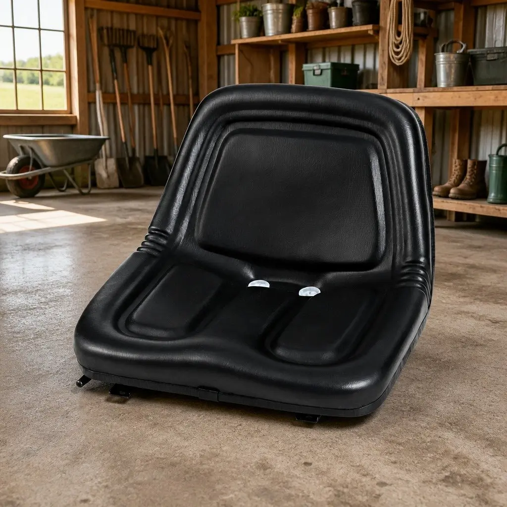 Universal Tractor Seat Black Adjustable PU Leather for Forklift Excavator Truck Operator