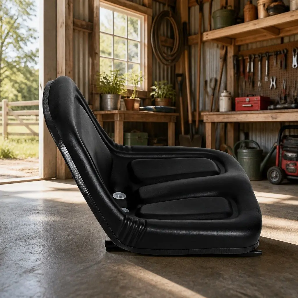 Universal Tractor Seat Black Adjustable PU Leather for Forklift Excavator Truck Operator