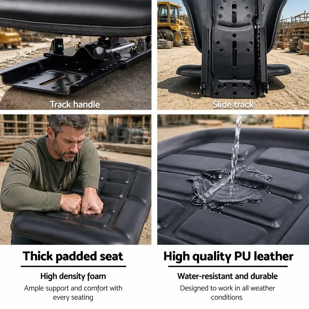 Universal Tractor Seat Black Adjustable Heavy Machinery Replacement Chair