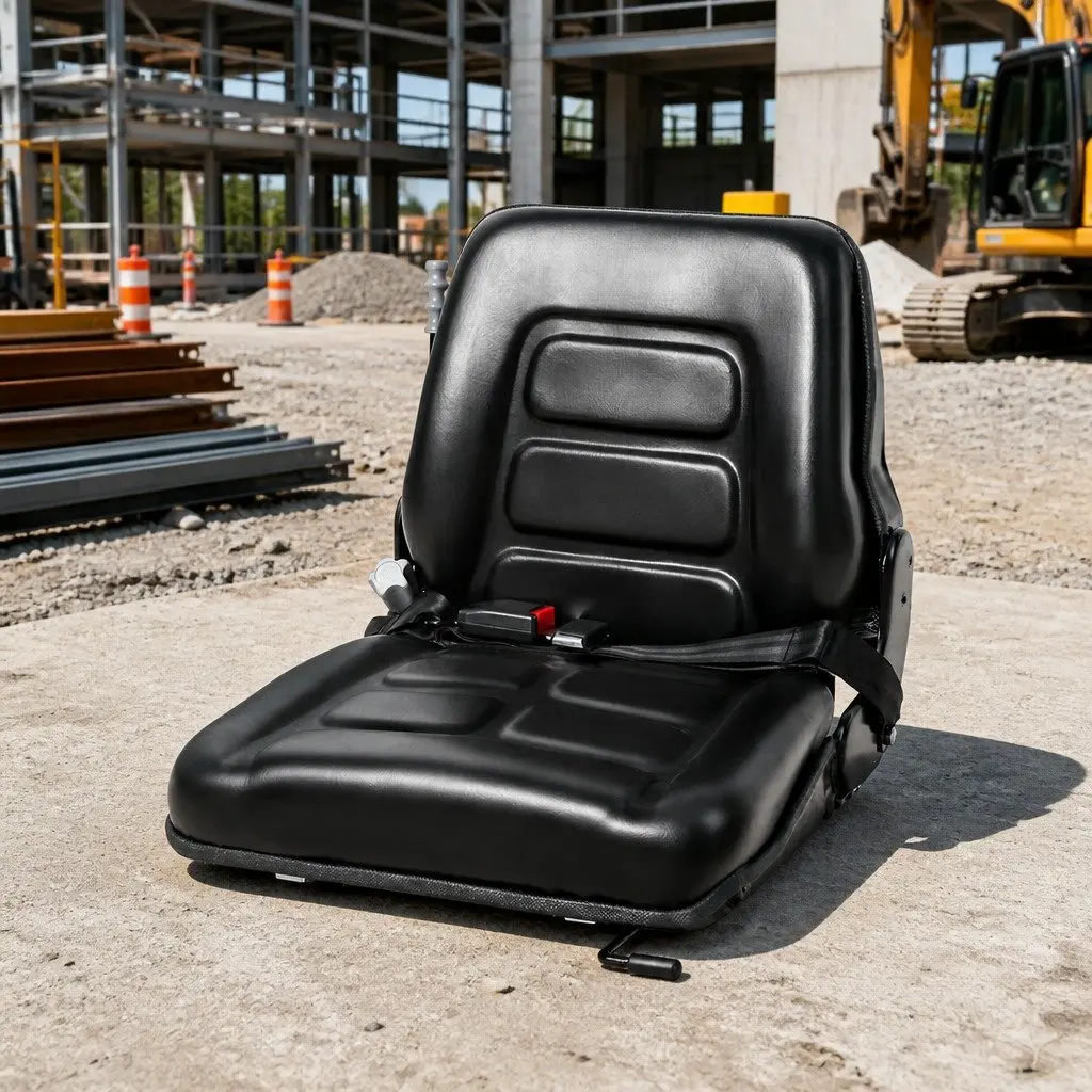 Universal Tractor Seat Black PU Adjustable Heavy Machinery Equipment