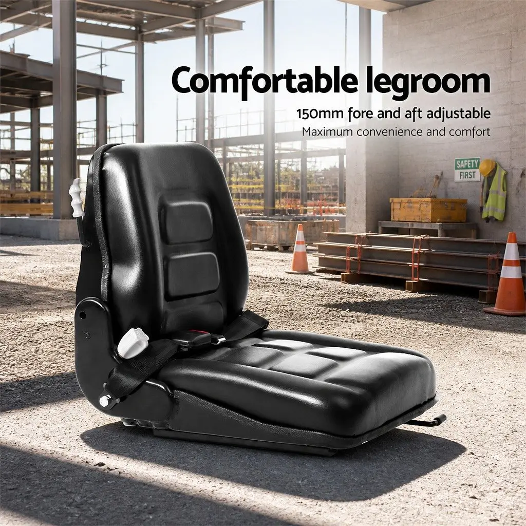 Universal Tractor Seat Black PU Adjustable Heavy Machinery Equipment