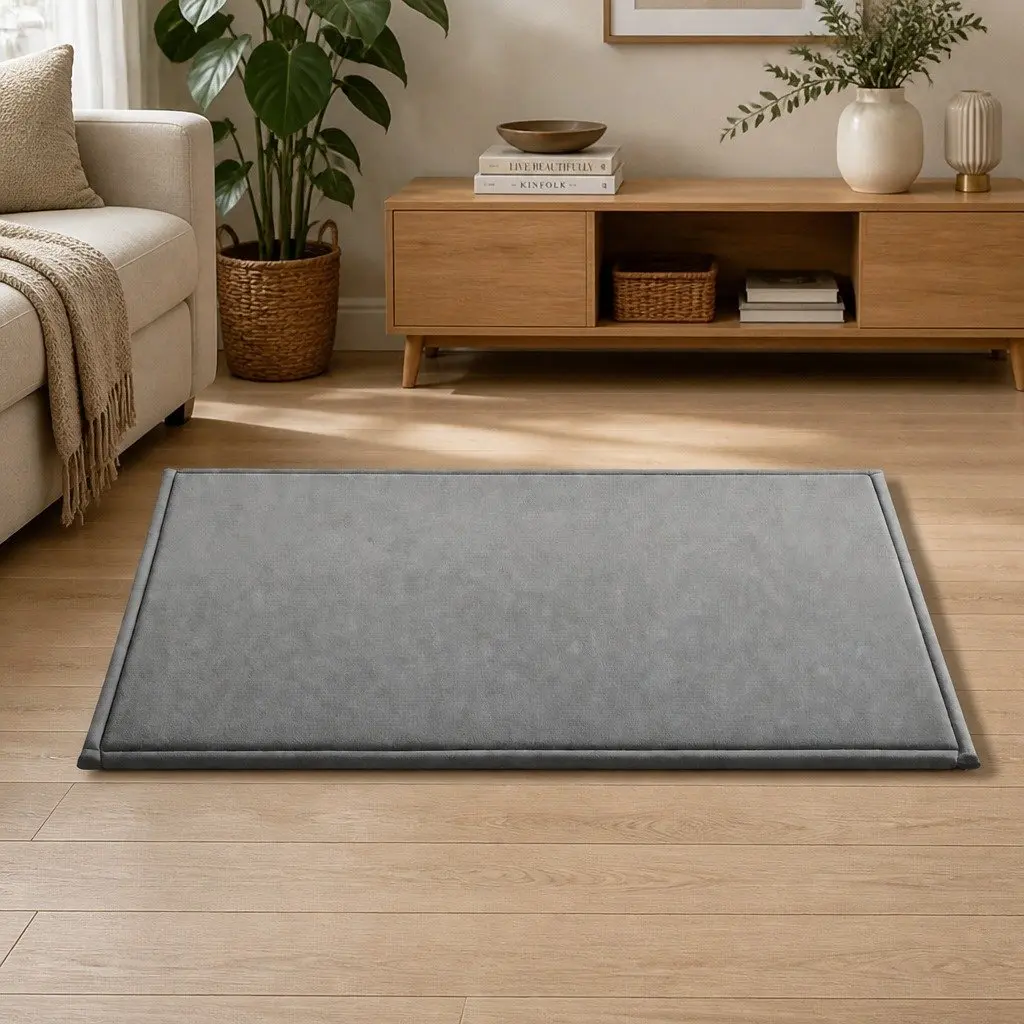 Tatami Mat Floor Mattress Grey 3cm Thick Non-Slip Foam Filling Coral Velvet Fabric