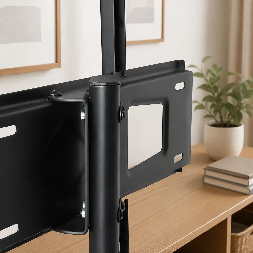 TV Stand Black Adjustable Height Swivel Tilt for 32-75 Inch TVs with Tempered Glass Base