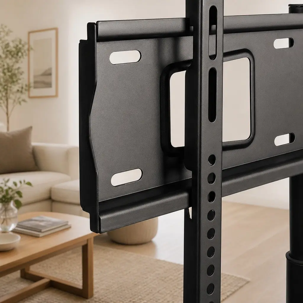 TV Stand Black Adjustable Height Swivel Tilt for 32-75 Inch TVs with Tempered Glass Base