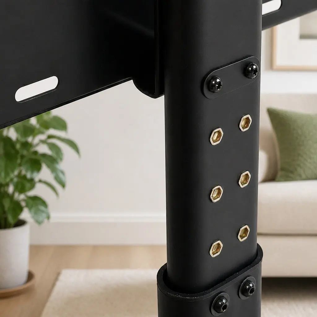 TV Stand Black Adjustable Height Swivel Tilt for 32-75 Inch TVs with Tempered Glass Base
