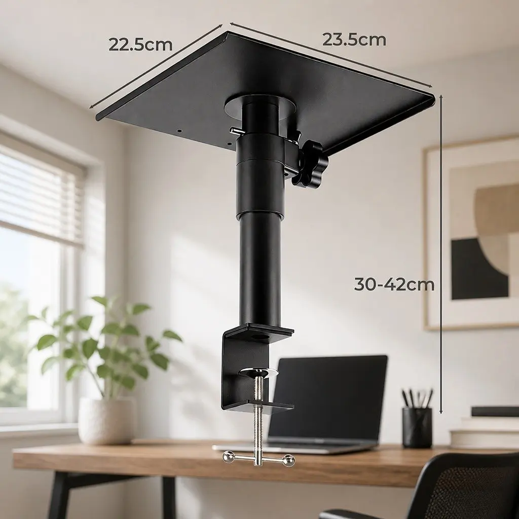 Desk Clamp Speaker Stands Adjustable Height Rotation Monitor Studio Audio Setup