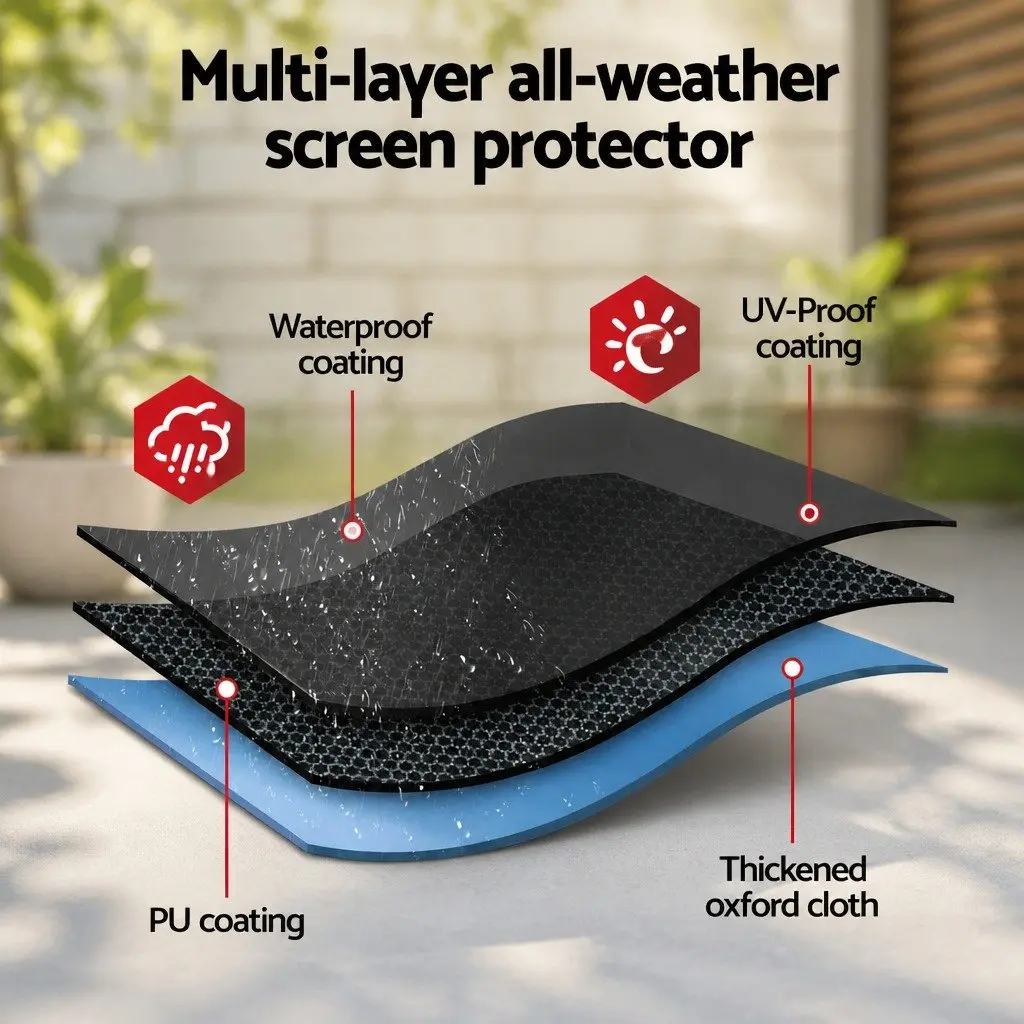 TV Cover Black 40-43 Inch Waterproof Outdoor Protector with Zipper Access and Adjustable Velcro Straps