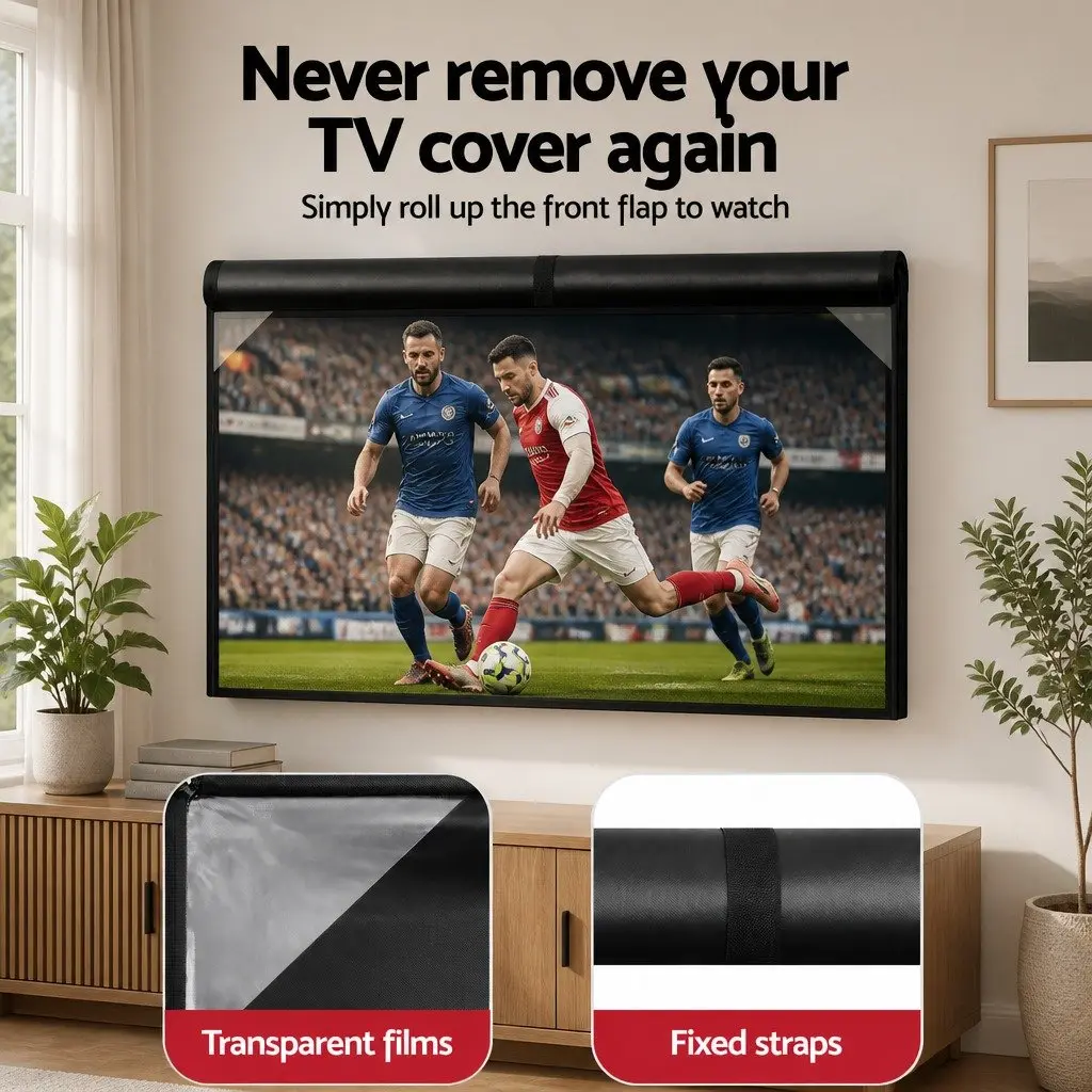 TV Cover Black 40-43 Inch Waterproof Outdoor Protector with Zipper Access and Adjustable Velcro Straps
