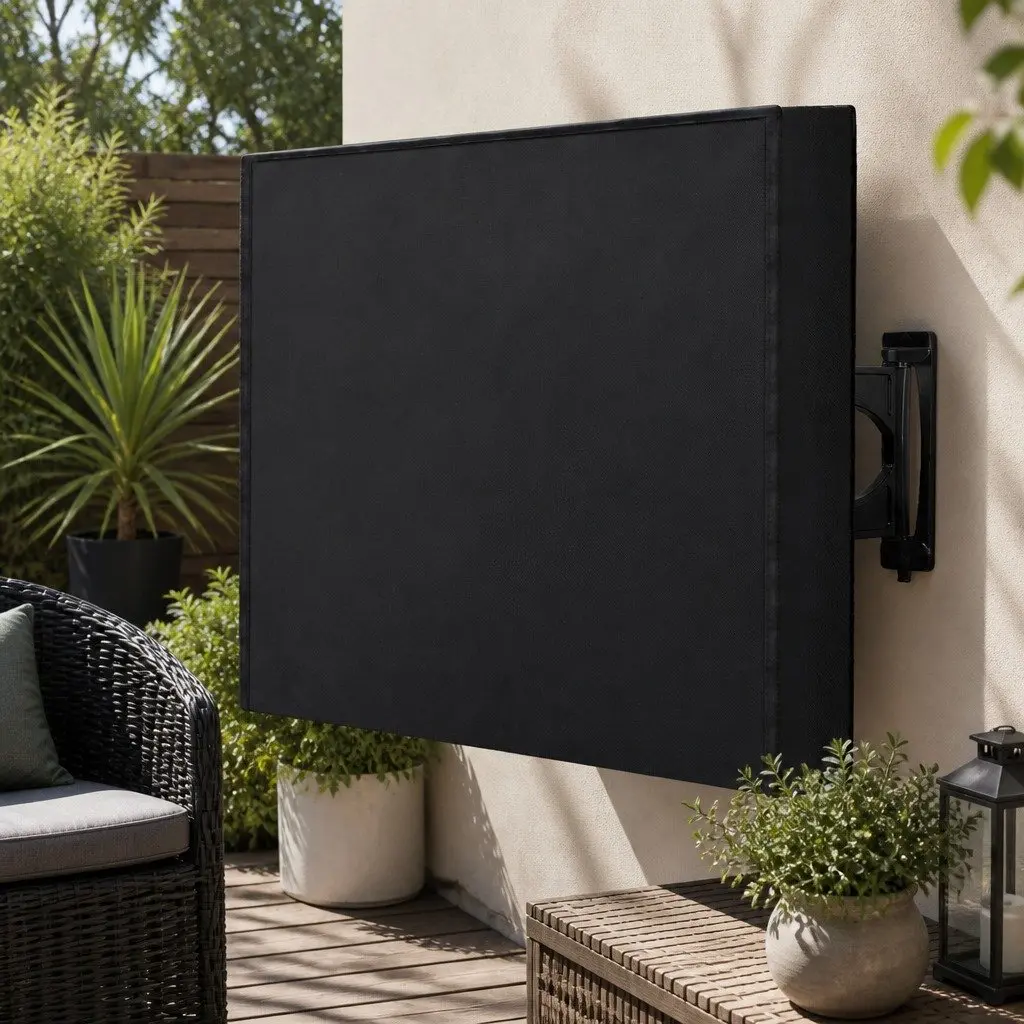 TV Cover Black 55-58 Inch Waterproof Outdoor Flat Television Protector