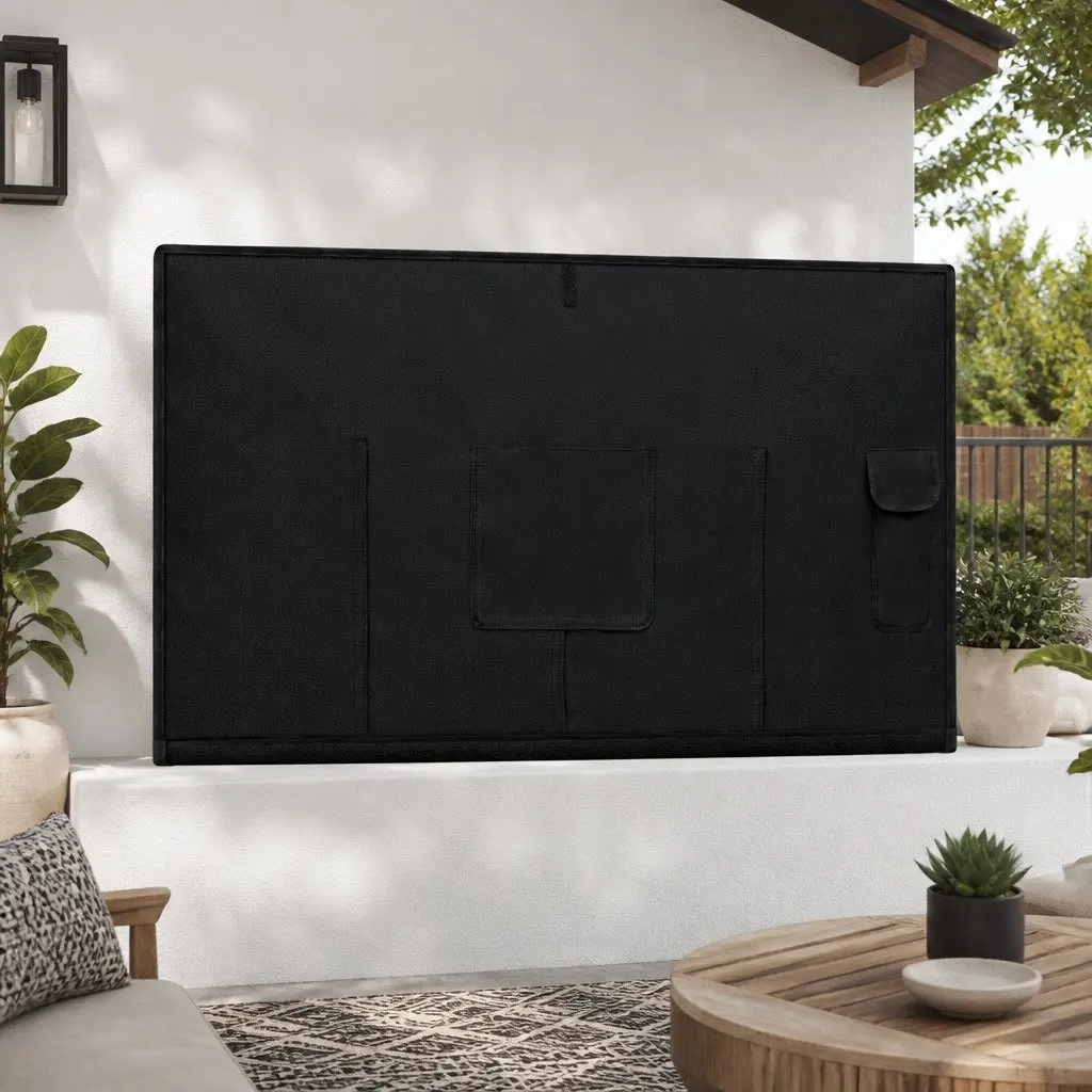 TV Cover Black 55-58 Inch Waterproof Outdoor Flat Television Protector