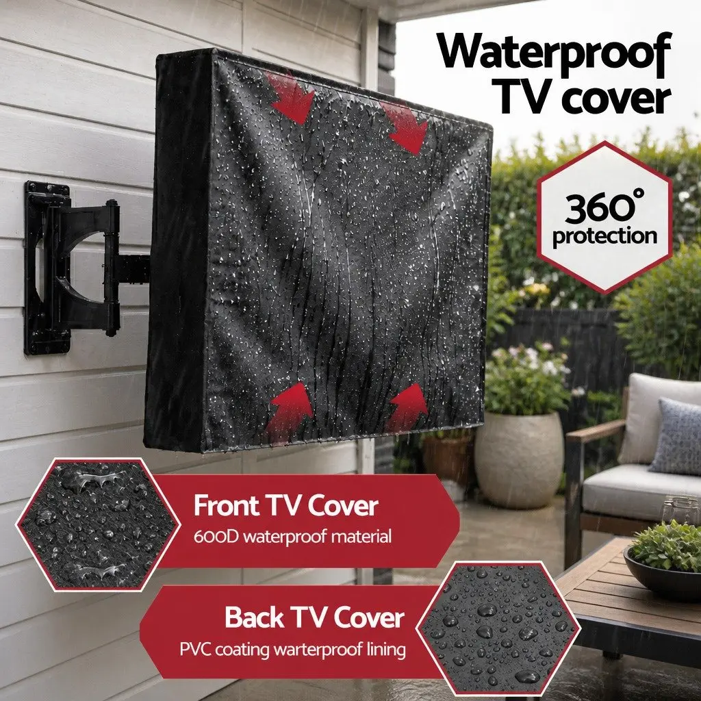 TV Cover Black 55-58 Inch Waterproof Outdoor Flat Television Protector