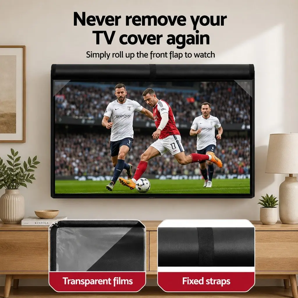 TV Cover Black 55-58 Inch Waterproof Outdoor Flat Television Protector