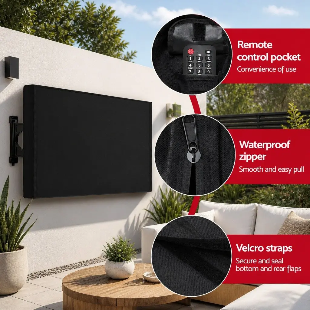 TV Cover Black 55-58 Inch Waterproof Outdoor Flat Television Protector