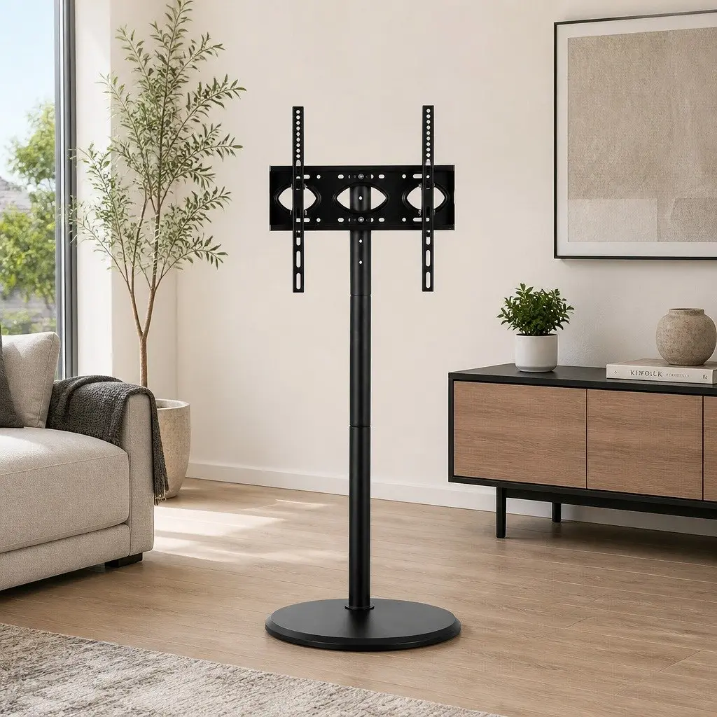 Mobile TV Stand Black 32-55 Inch Adjustable Height Tilt Wheels