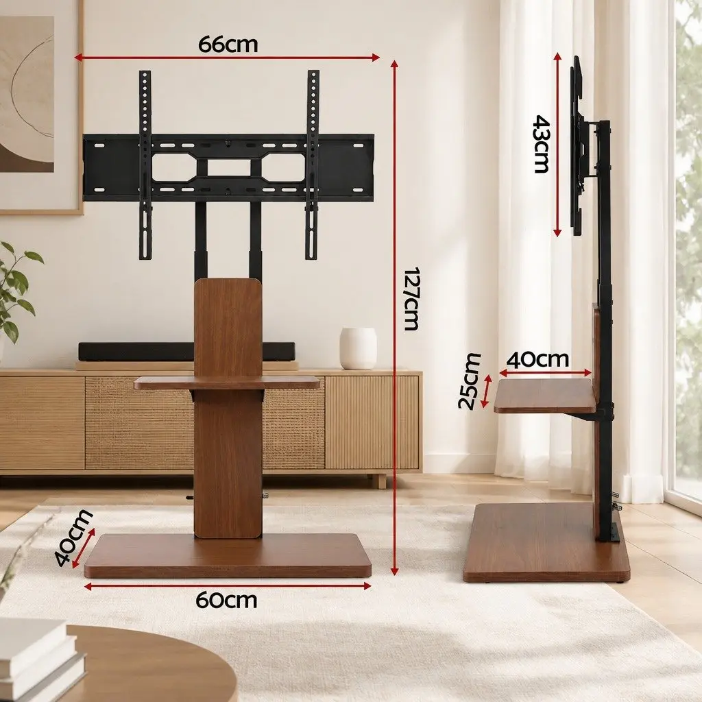 TV Stand Black 32-70 Inch Swivel Height Adjustable Wooden Base