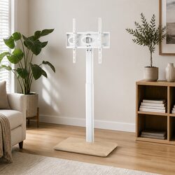 TV Stand 24-55" Swivel Floor Mount Height Adjustable Wheels Living Room Display