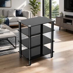 Compact and Strong 4-Tier Media Stand in Black