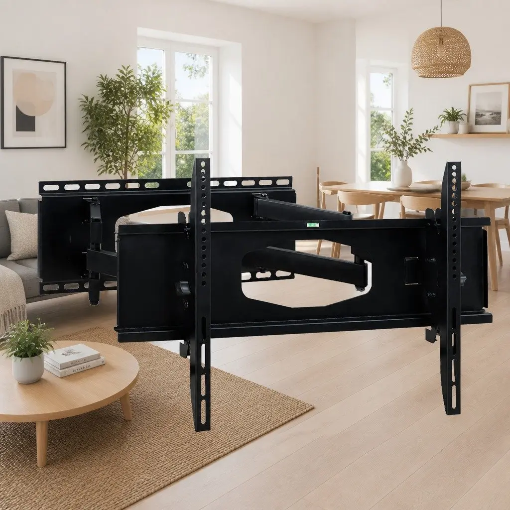 TV Wall Mount Bracket Black 32"-80" Full Motion Dual Arm Tilt Swivel Adjustable VESA