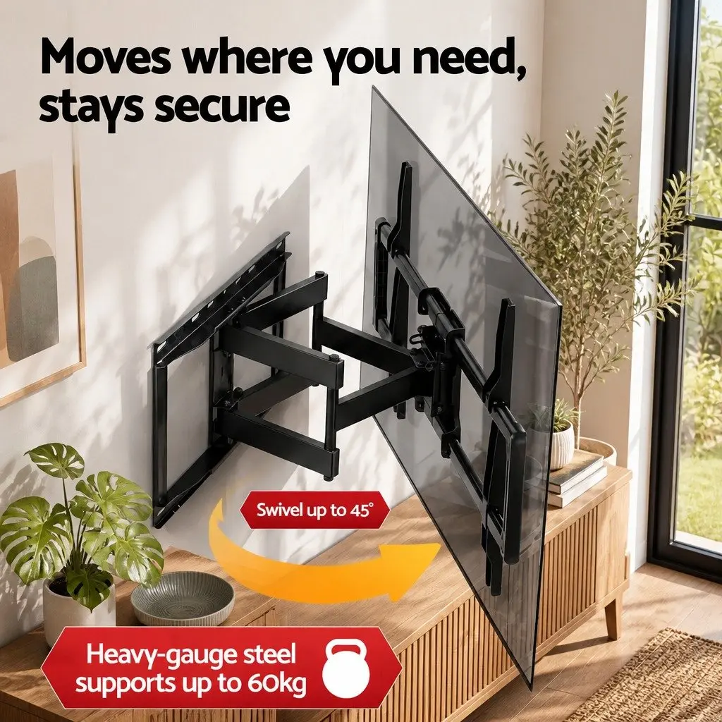 TV Wall Mount Bracket Black Full Motion Swivel Tilt Extendable 37 to 85 Inch