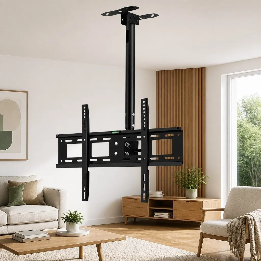TV Ceiling Mount Bracket 32"-75" Full Motion Tilt Rotation Black Universal VESA
