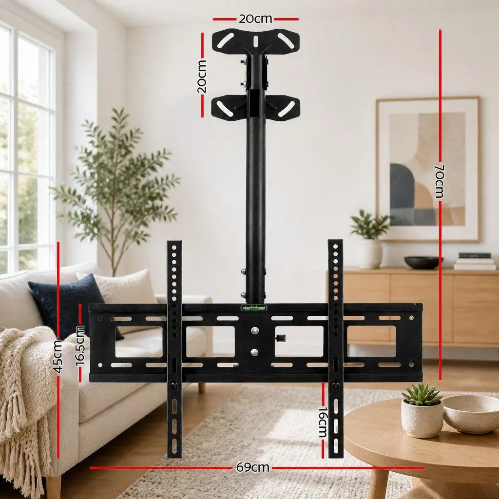 TV Ceiling Mount Bracket Black Full Motion Tilt Rotation 32"-75" VESA Compatible