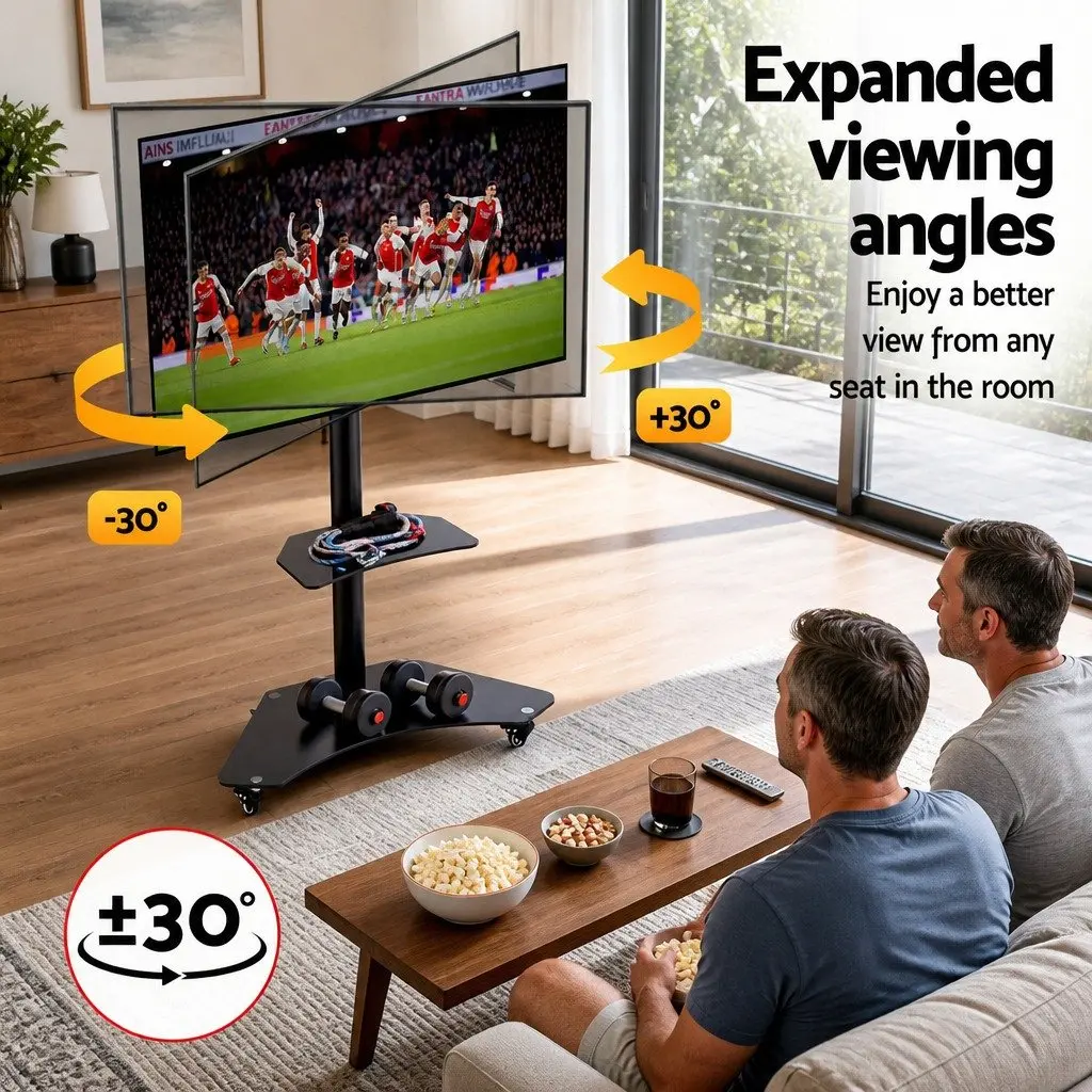 TV Stand Black Adjustable Height Swivel Freestanding with Wheels for 40-100 Inch TVs