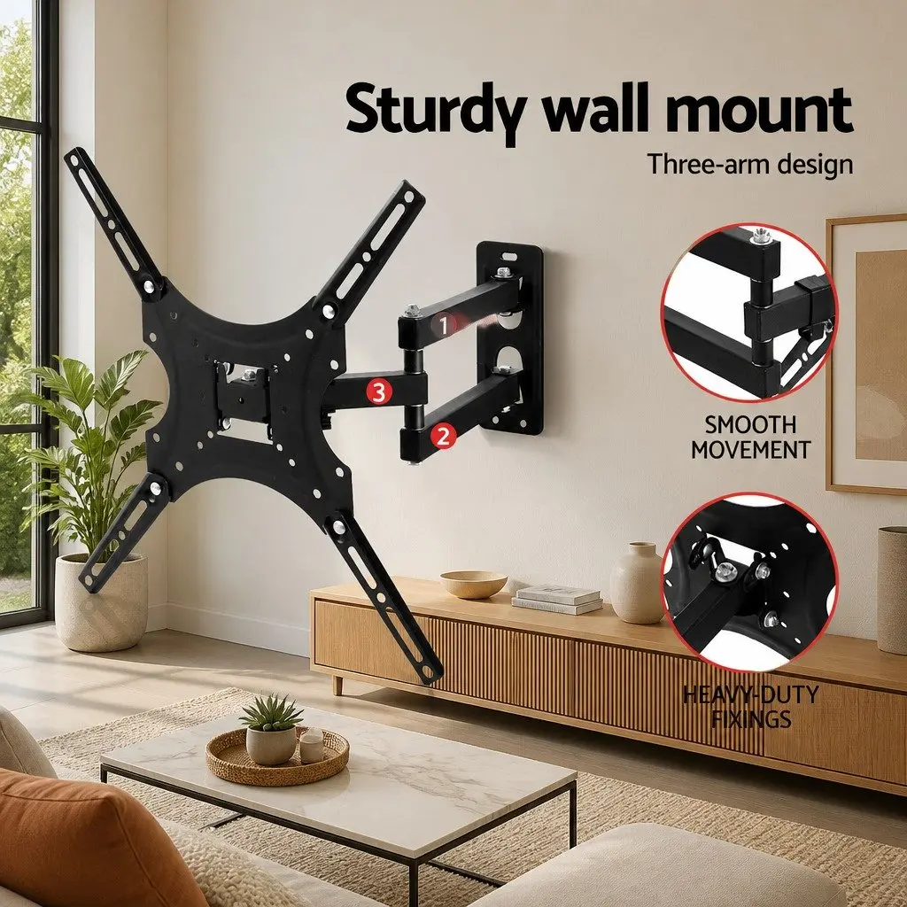 TV Wall Mount Bracket Black 24"-50" Full Motion Tilt Swivel Articulating Arms