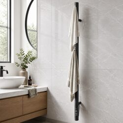 Heated Towel Rail Electric Warmer Rack Vertical Single Bar Bathroom
