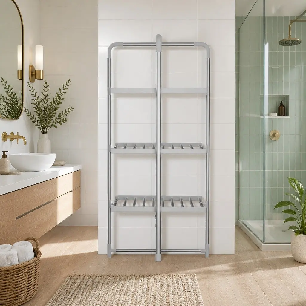 Electric Heated Towel Rail Rack 30 Bars Foldable Clothes Dryer Warmer Silver