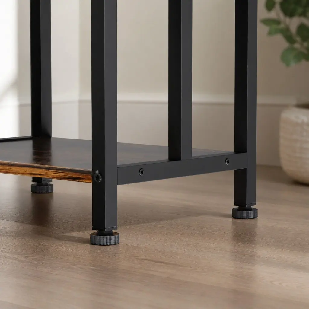 3 Tier Towel Rack Black Metal Frame Freestanding Bathroom Laundry Storage